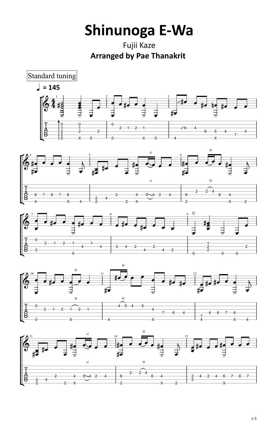 Fujii Kaze Shinunoga EWa TAB by Pae Thanakrit