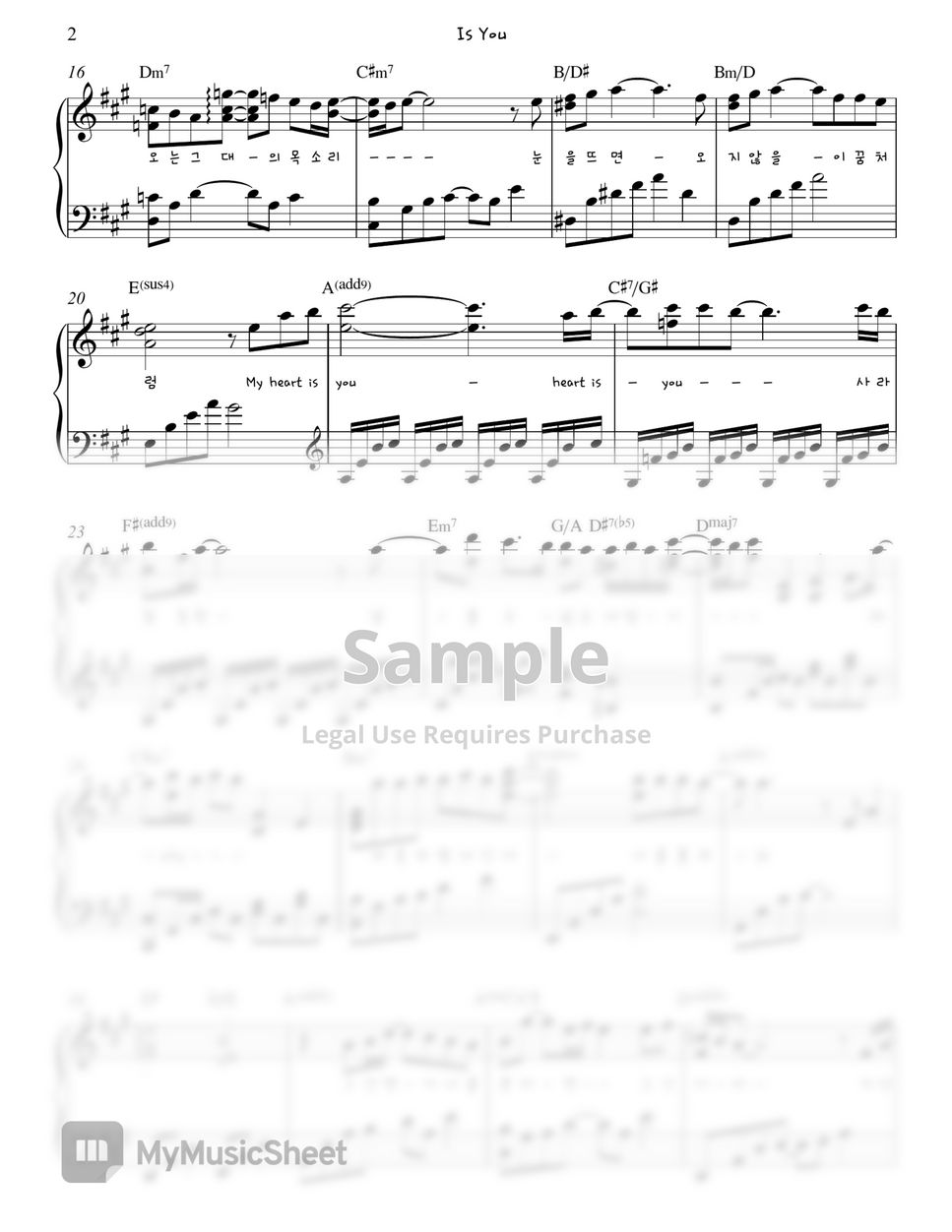 에일리 (Ailee) - Is You (Memorise Of The Alhambra OST) Piano Sheet by Gloria L.