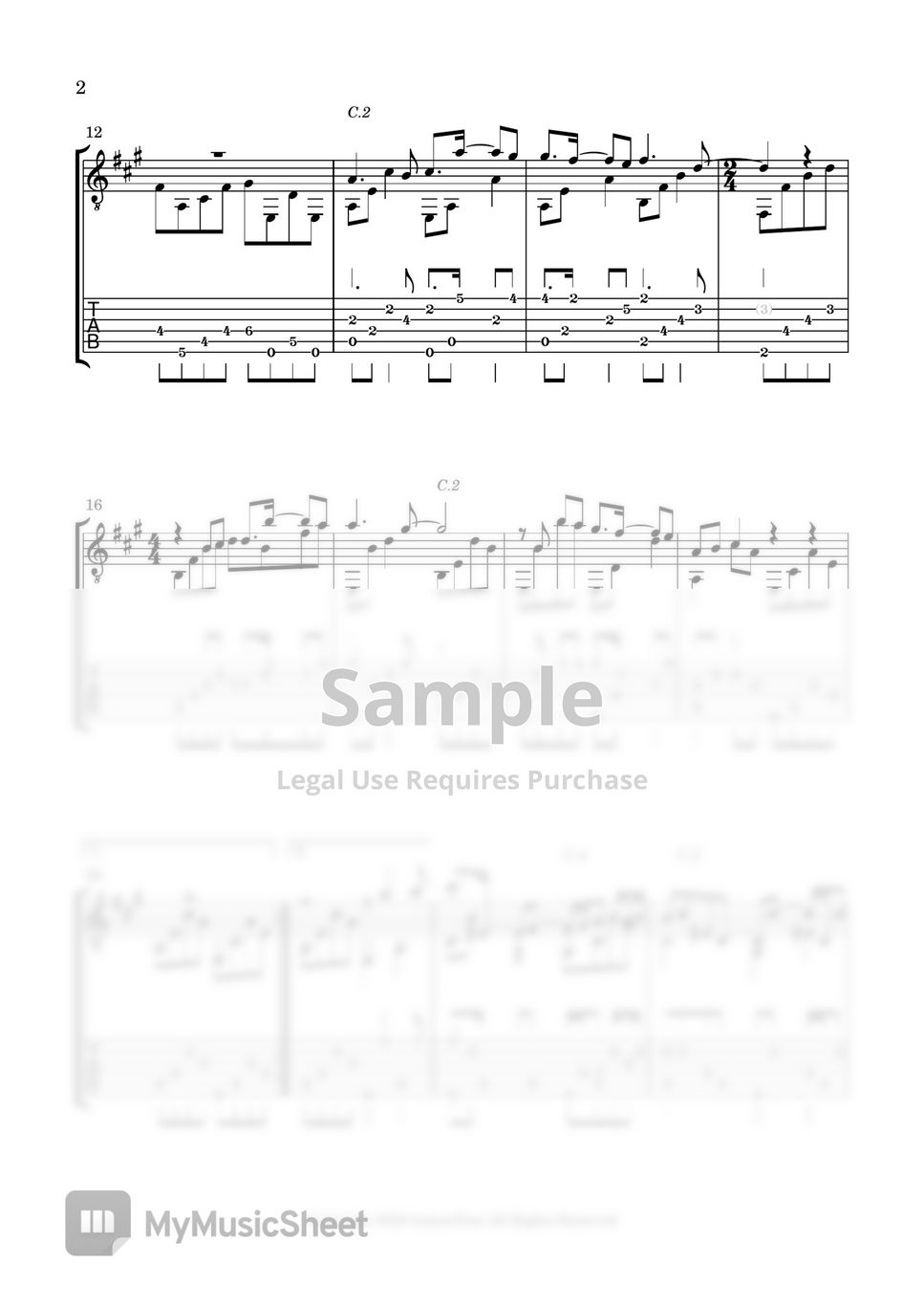 Francis Lai - Snow Frolic (A Key) Tab + lembaran musik pertama by 레몬트리