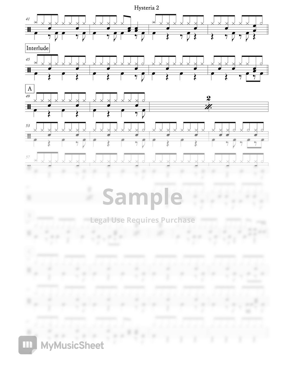 Def Leppard - Hysteria Sheet Music by Arkadia Drums