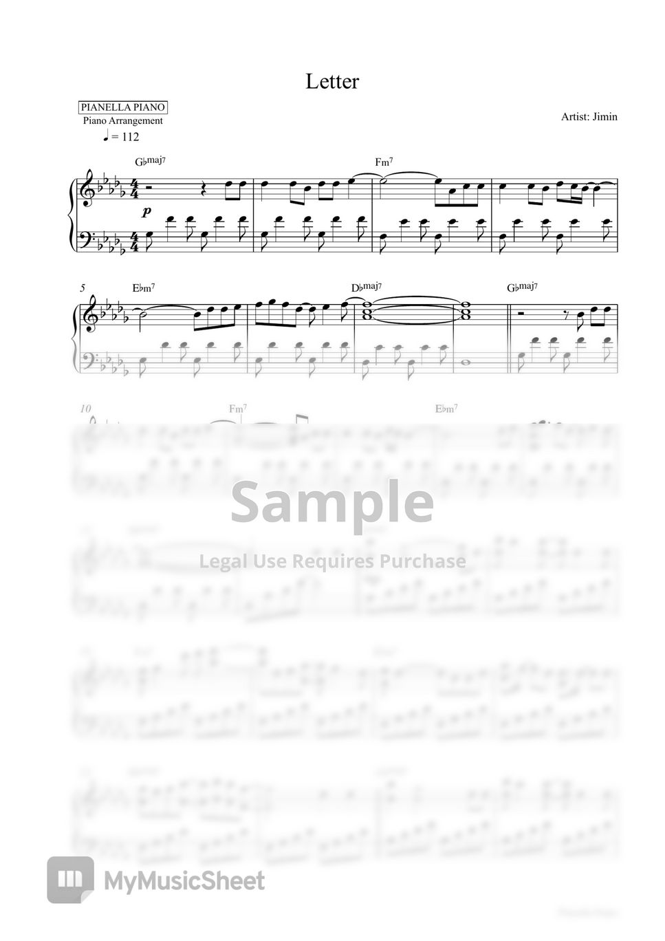 Jimin - Alone (Piano Sheet) Sheets by Pianella Piano