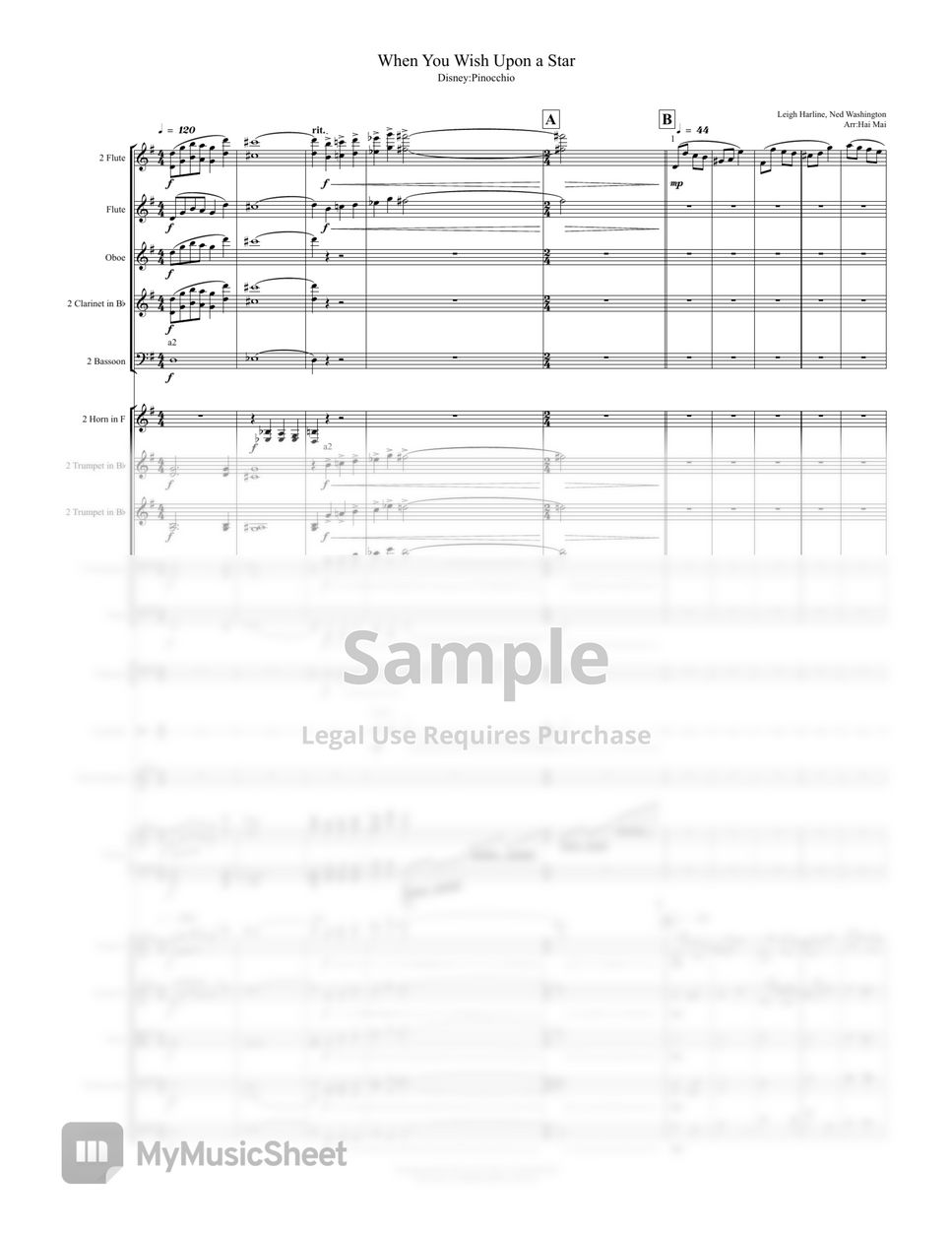 Leigh Harline - When You Wish Upon a Star for Orchestra - Score and Set of Part by Hai Mai