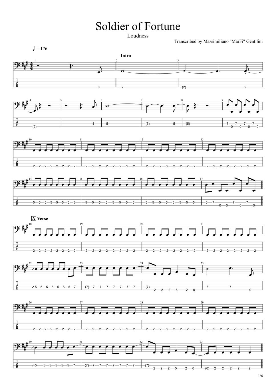 LOUDNESS SOLDIER OF FORTUNE バンドスコア