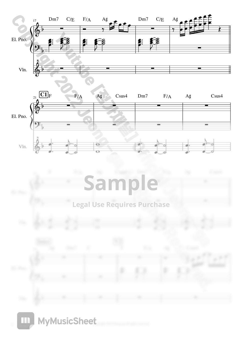 IU(아이유) Strawberry moon 1key (Keyboard) Sheet by Youtube[정가채널]