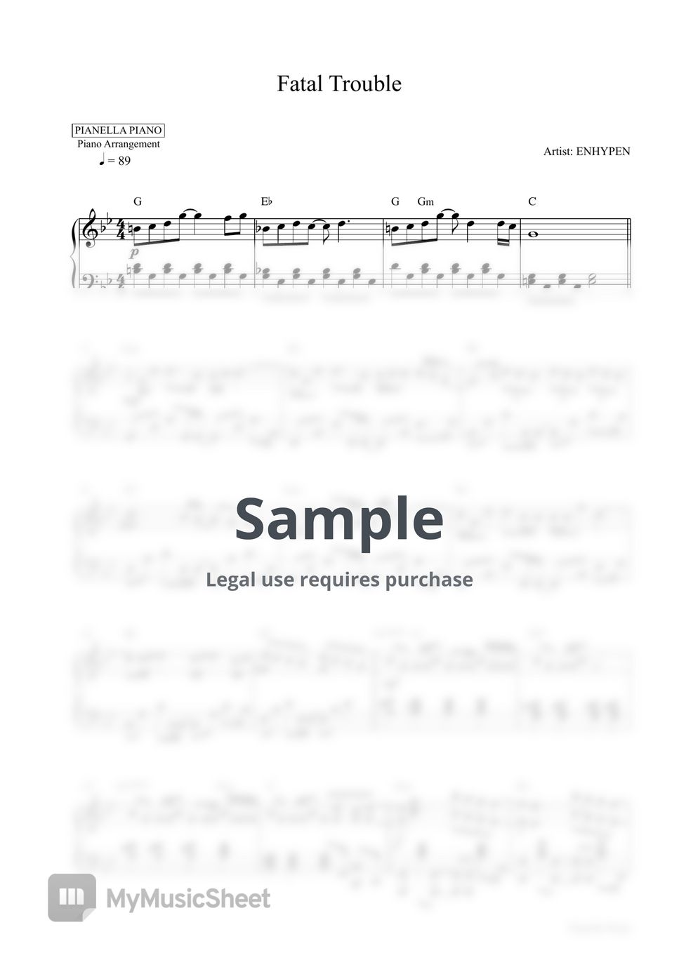ENHYPEN - Fatal Trouble (Piano Sheet) by Pianella Piano