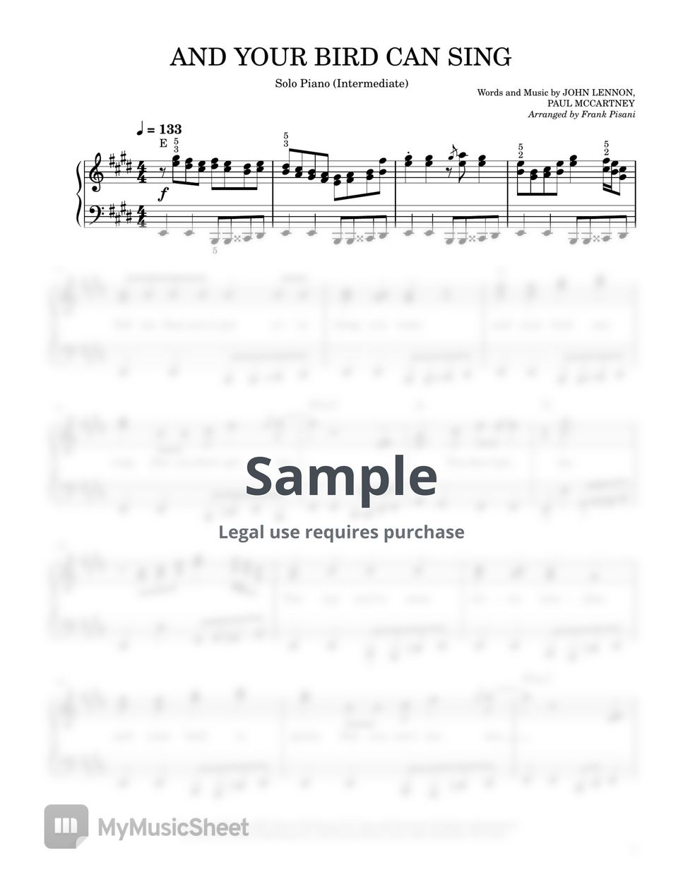 The Beatles And Your Bird Can Sing Sheets by frankpisani