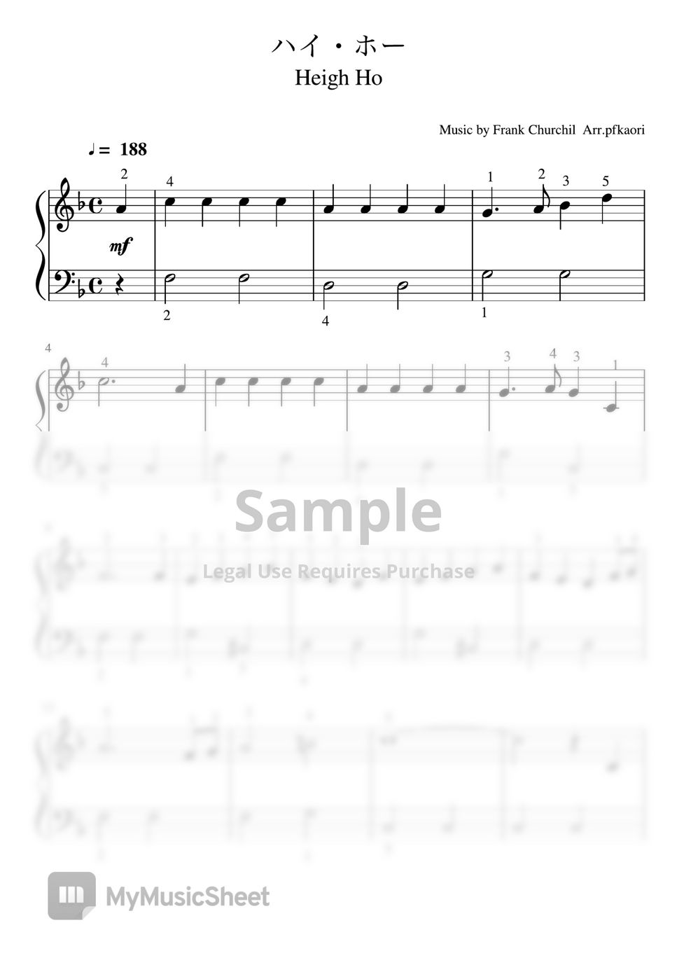 Frank churchll. - Heigh Ho (F・Piano solo beginne) by pfkaori