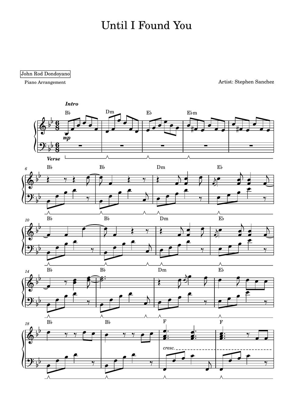 Stephen Sanchez Until I Found You Piano Sheet Partition Musicale By John Rod Dondoyano 