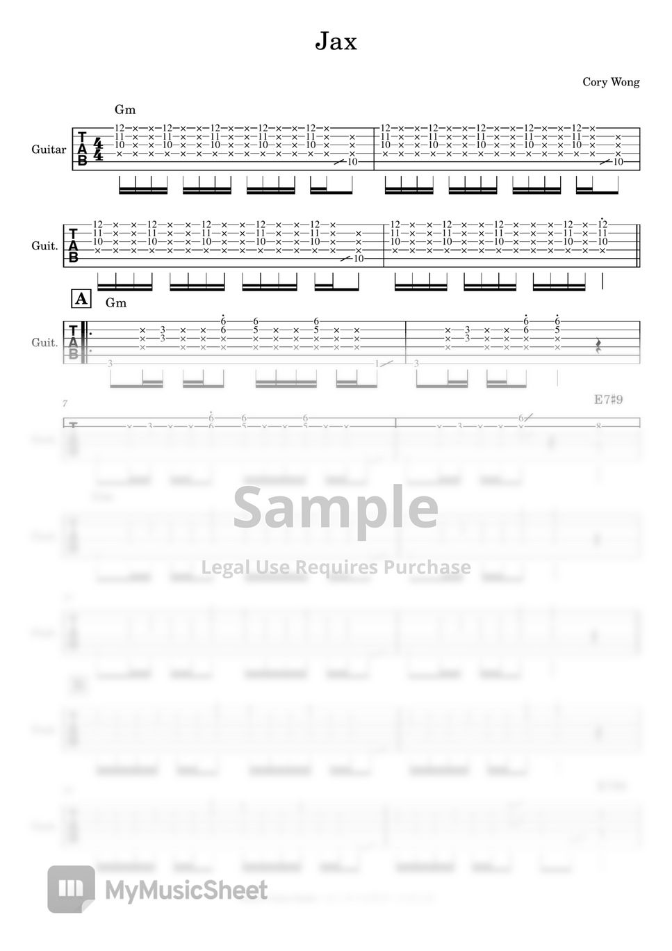 Cory Wong Jax 악보 by Ontario Guitar Studio