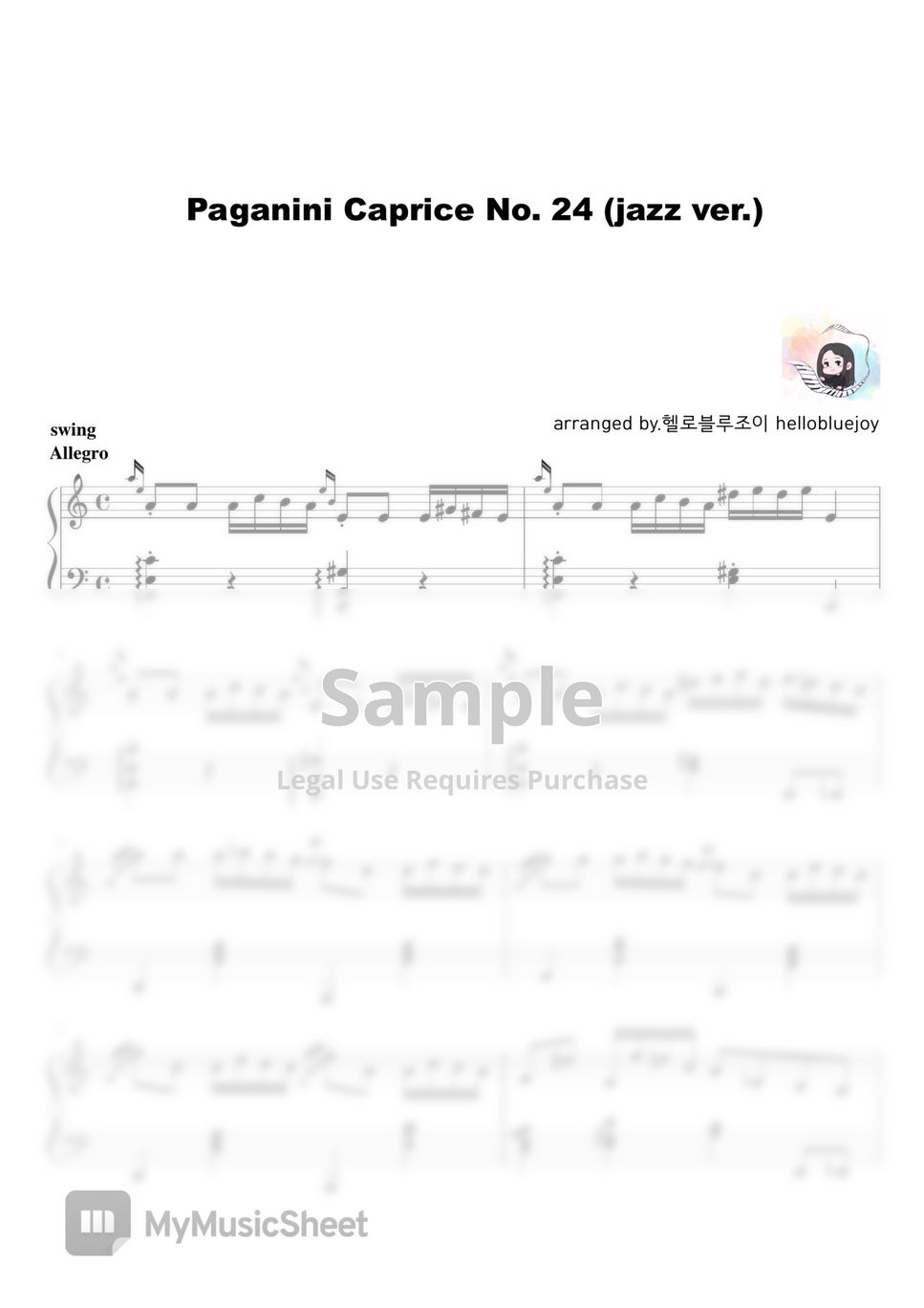 Paganini Caprice No 24 jazz Ver Sheets By Hellobluejoy
