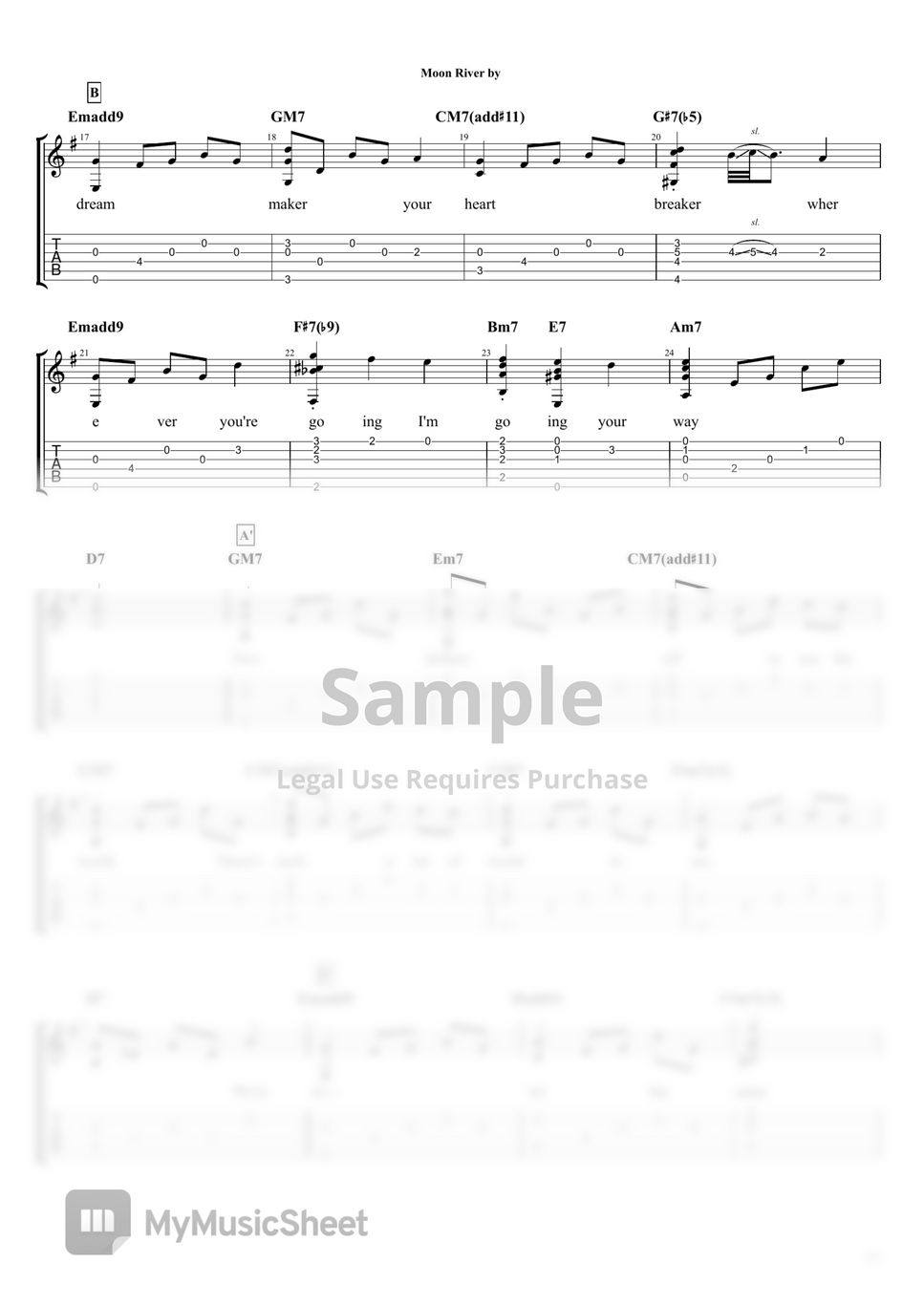Henry Mancini - Moon river (Finger style) by 김쌤기타