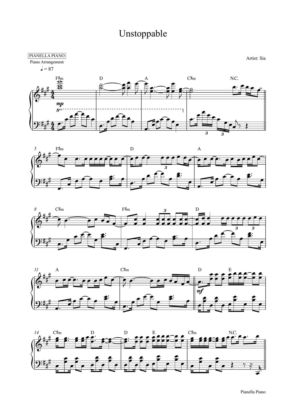 sia-unstoppable-piano-sheet-by-pianella-piano