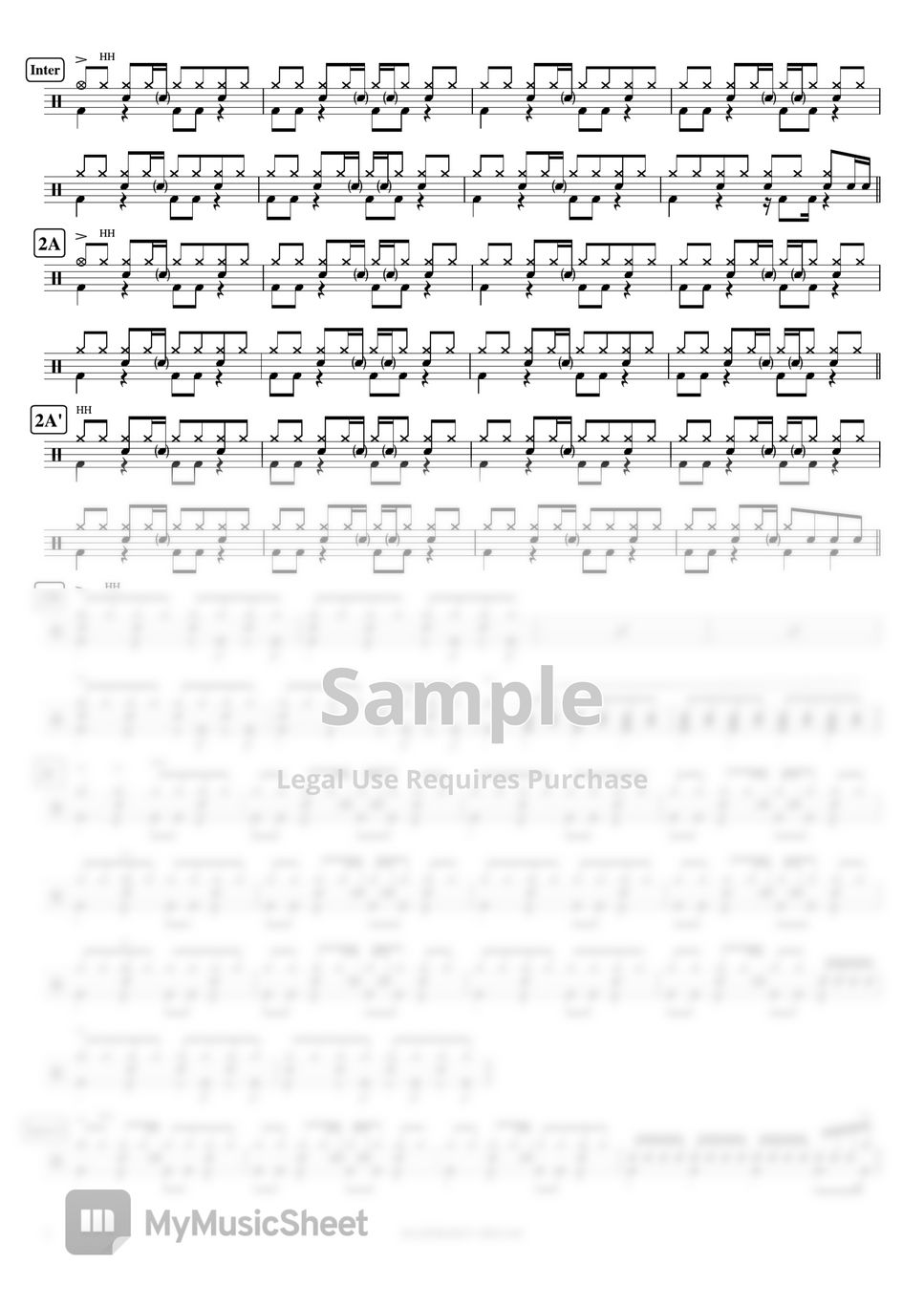 レベッカ RASPBERRY DREAM 악보 by Cookai's Jpop Drum sheet music!!!