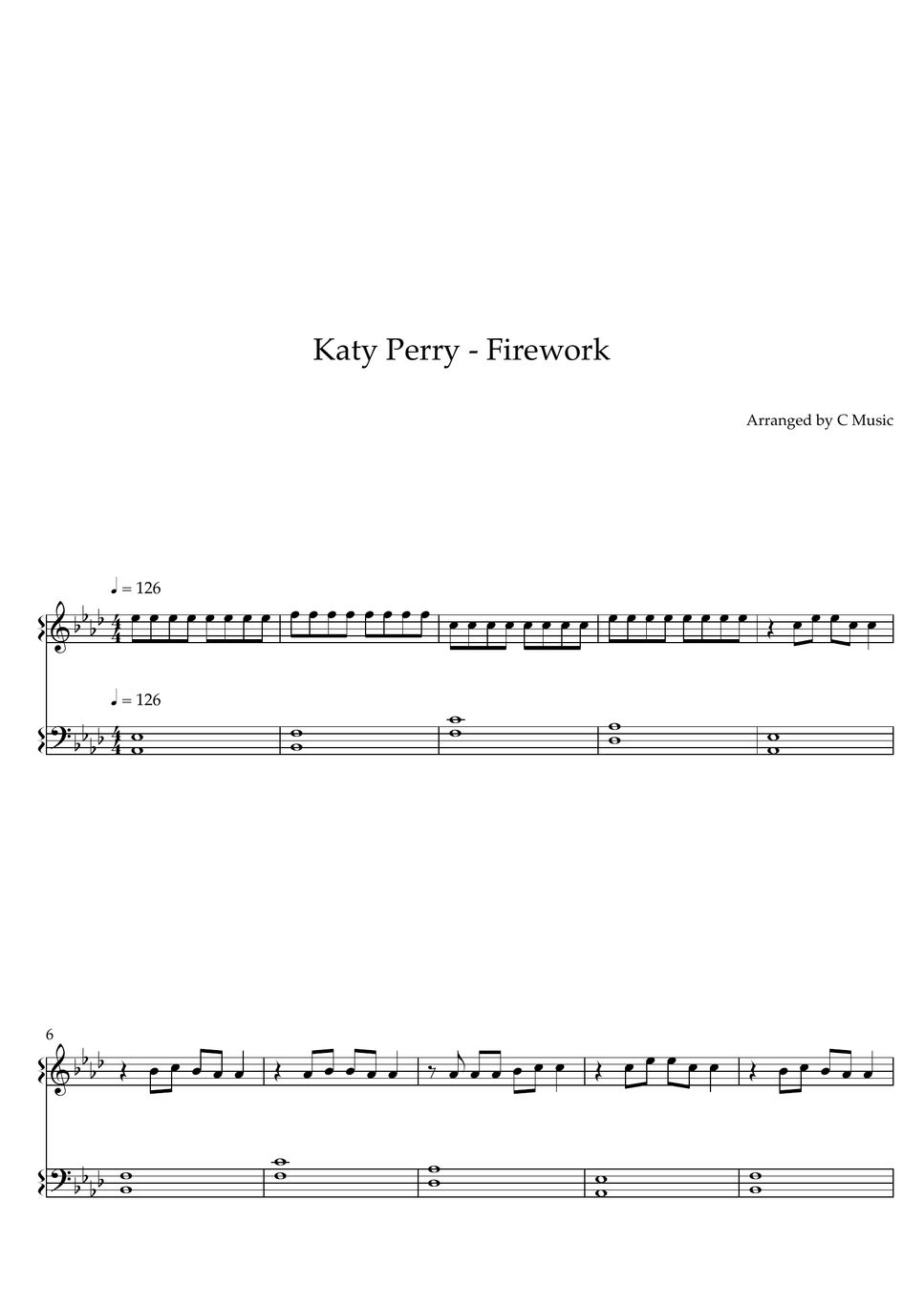 Katy Perry Firework Easy Version Sheet By C Music