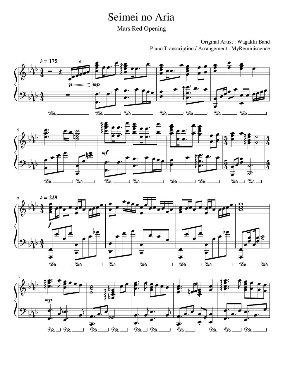 Wagakki band seimei no aria mars red opening sheet by myreminiscence