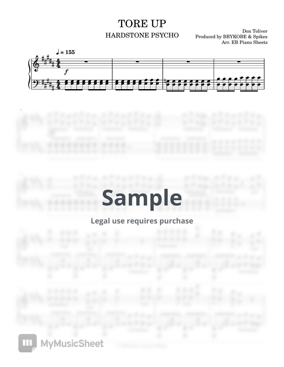 Don Toliver TORE UP Sheets by EB Piano Sheets