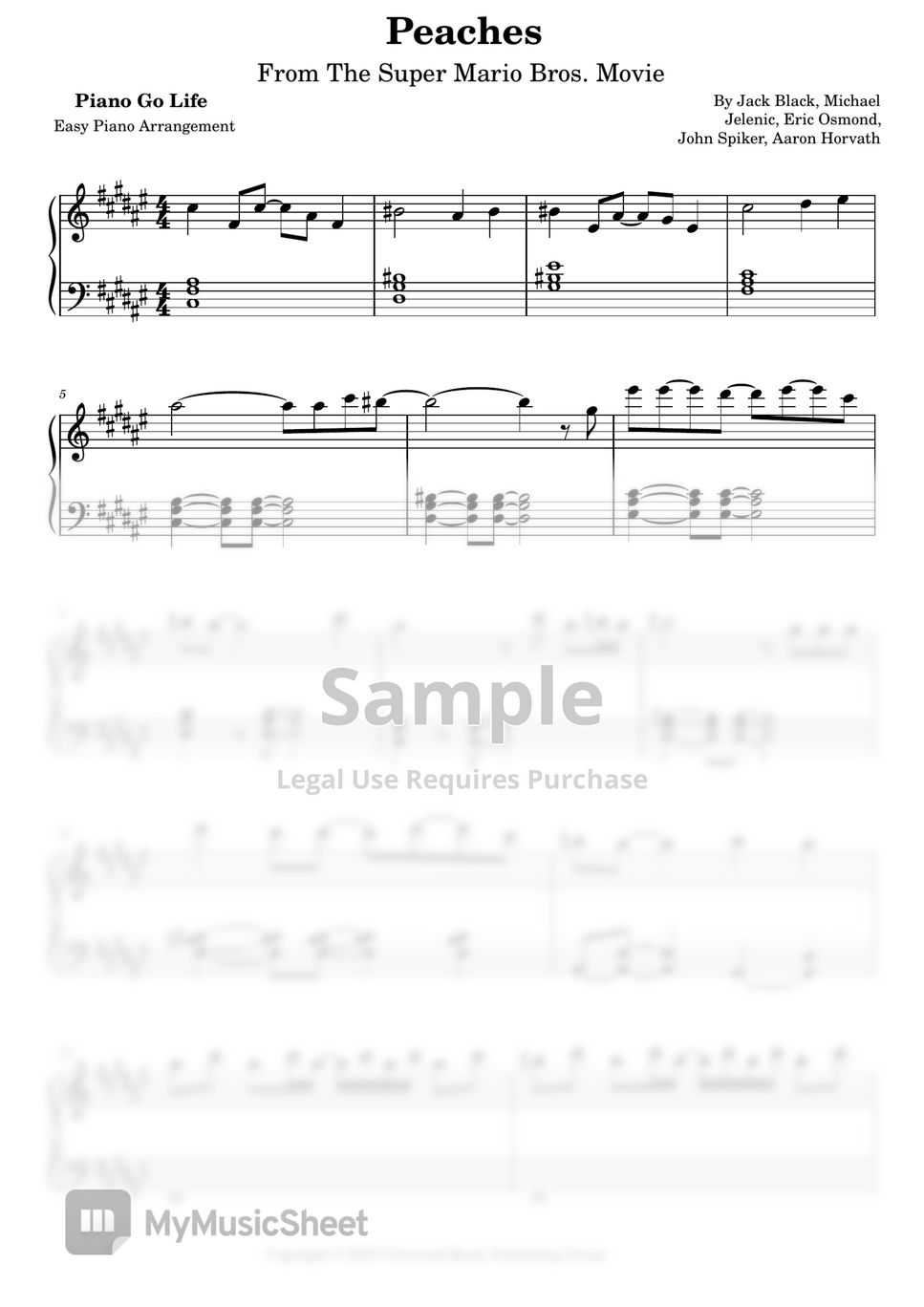 Jack Black — Peaches (Piano Sheet Music) 