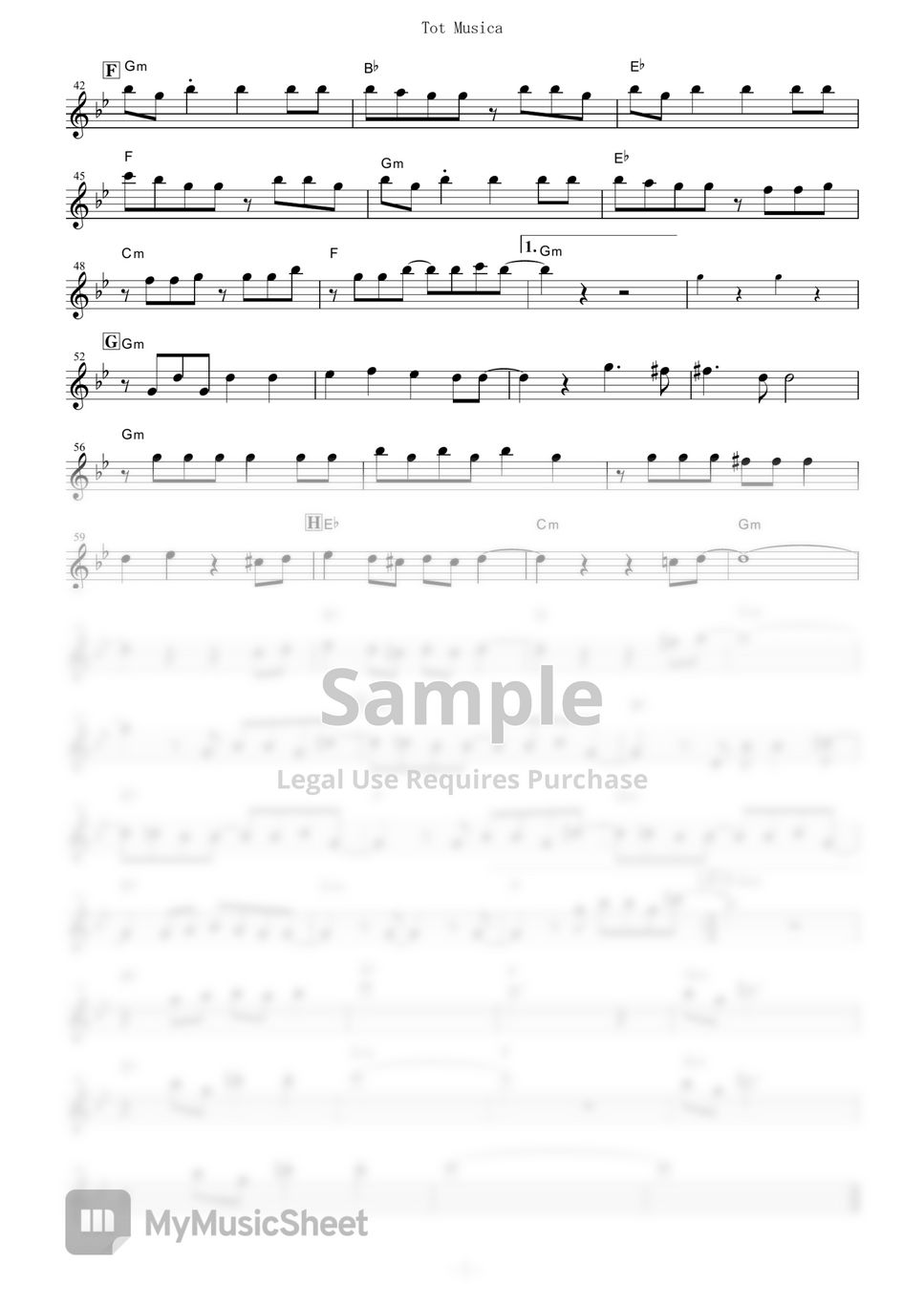 Ado Tot Musica (One Piece Film Red / in C) 楽譜 by mutasax