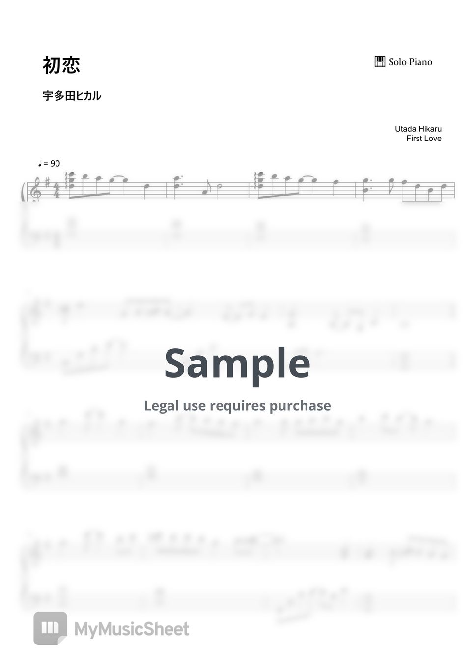 Hikaru Utada - First Love 初恋 "Witch's condition" theme song (Sheet Music, MIDI,) by sayu