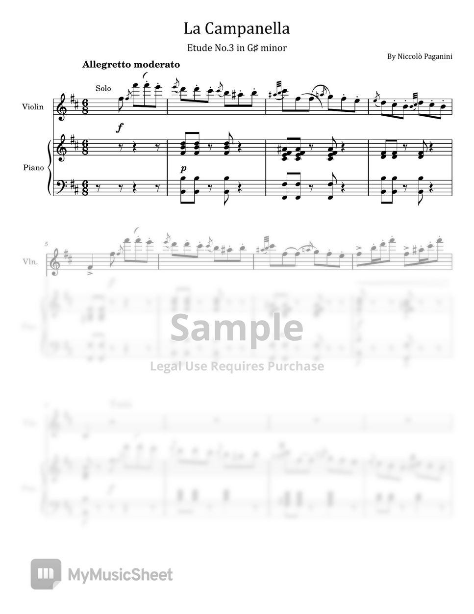 Niccolò Paganini/Franz Liszt - La Campanella (Etude No.3 in G# minor - For Violin and Piano) by poon