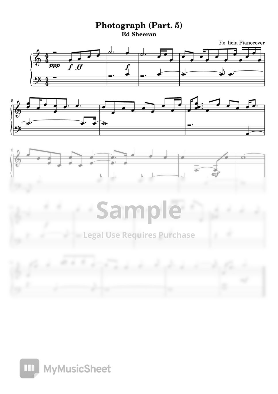 Ed Sheeran Photograph Sheets by Fx_licia Pianocover