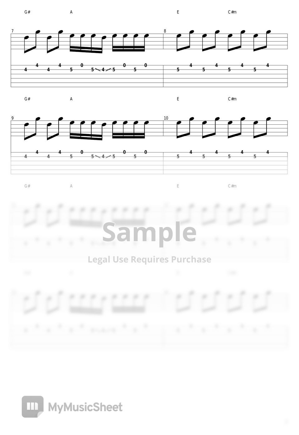 Pixies Where Is My Mind? Tab + Partition à une seule portée by guitar