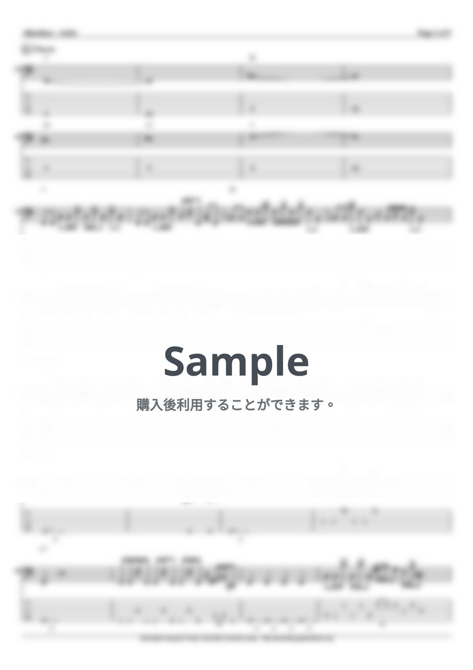 らき☆すた - もってけ!セーラーふく (ベース Tab譜 5弦) by T's bass score