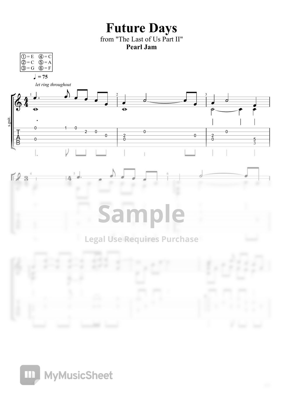 Pearl jam future days the last of us 2 partitura
