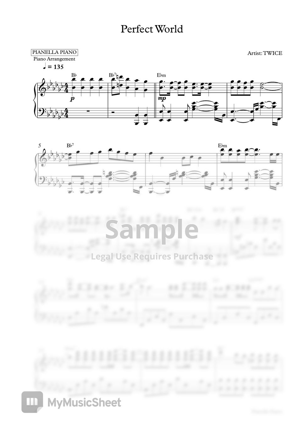 TWICE - Perfect World (Piano Sheet) by Pianella Piano