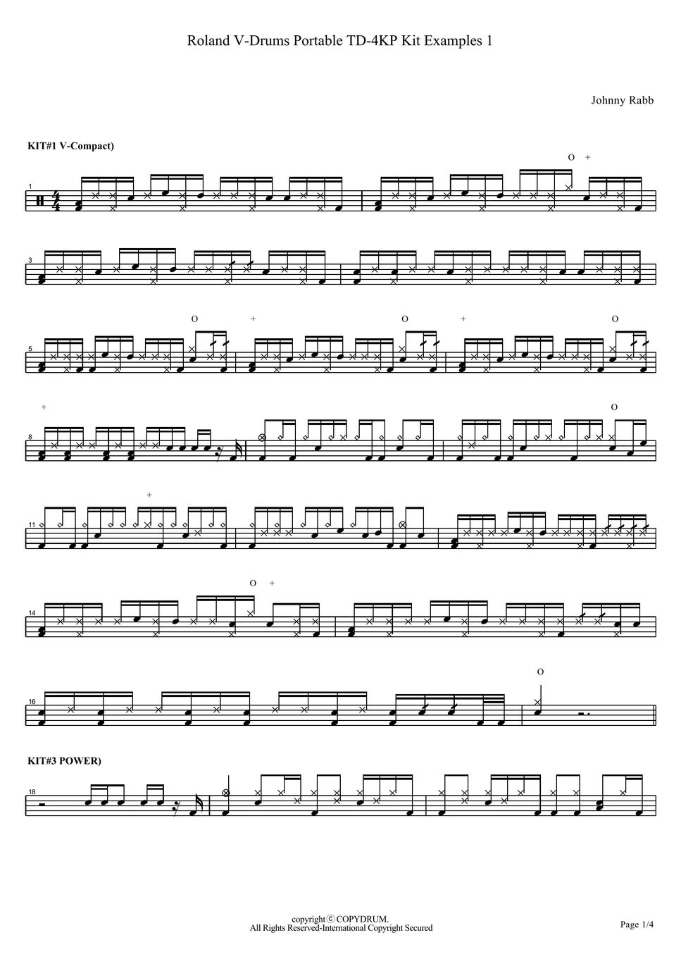 Roland V Drums Portable Sheet by COPYDRUM