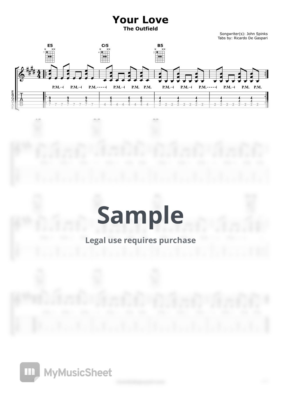 the-outfield-your-love-for-one-guitar-sheets-by-de-gaspari