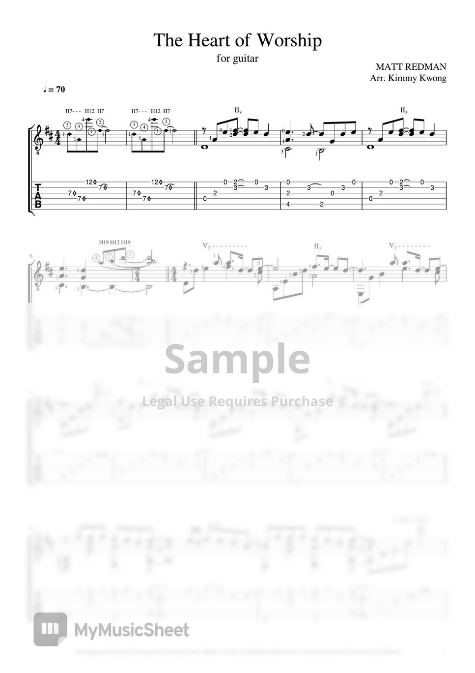 Matt Redman - The Heart of Worship (for guitar TAB) by Kimmy Kwong