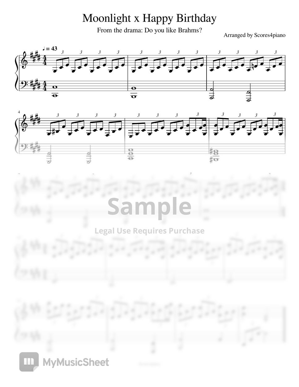 Moonlight x Happy Birthday - Do you like Brahms? by Scores4piano