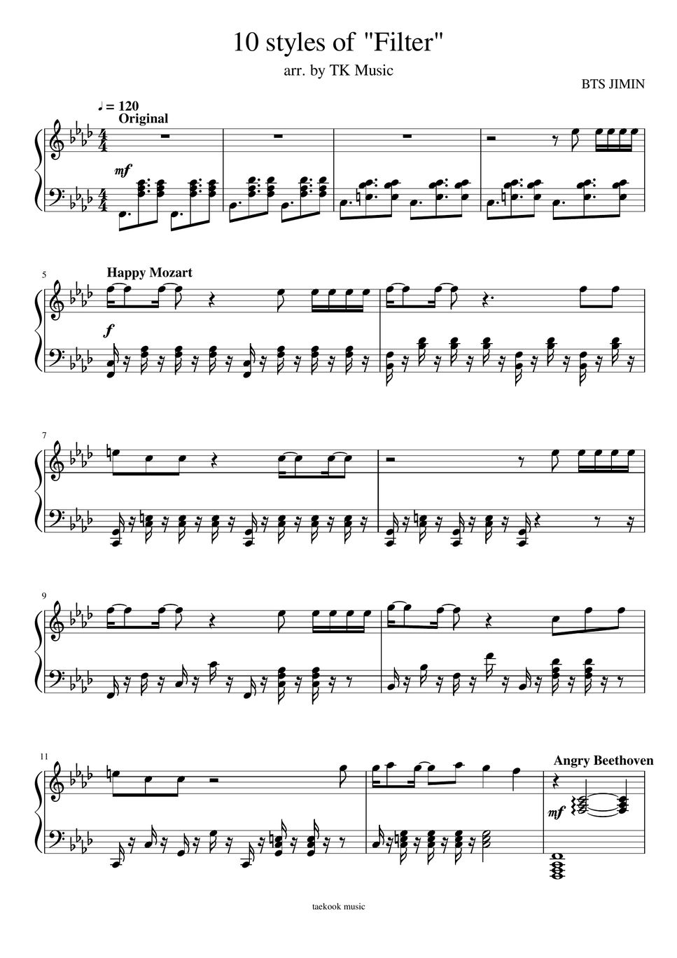 BTS (JIMIN) 10 Styles of "Filter" Sheets by TK Music