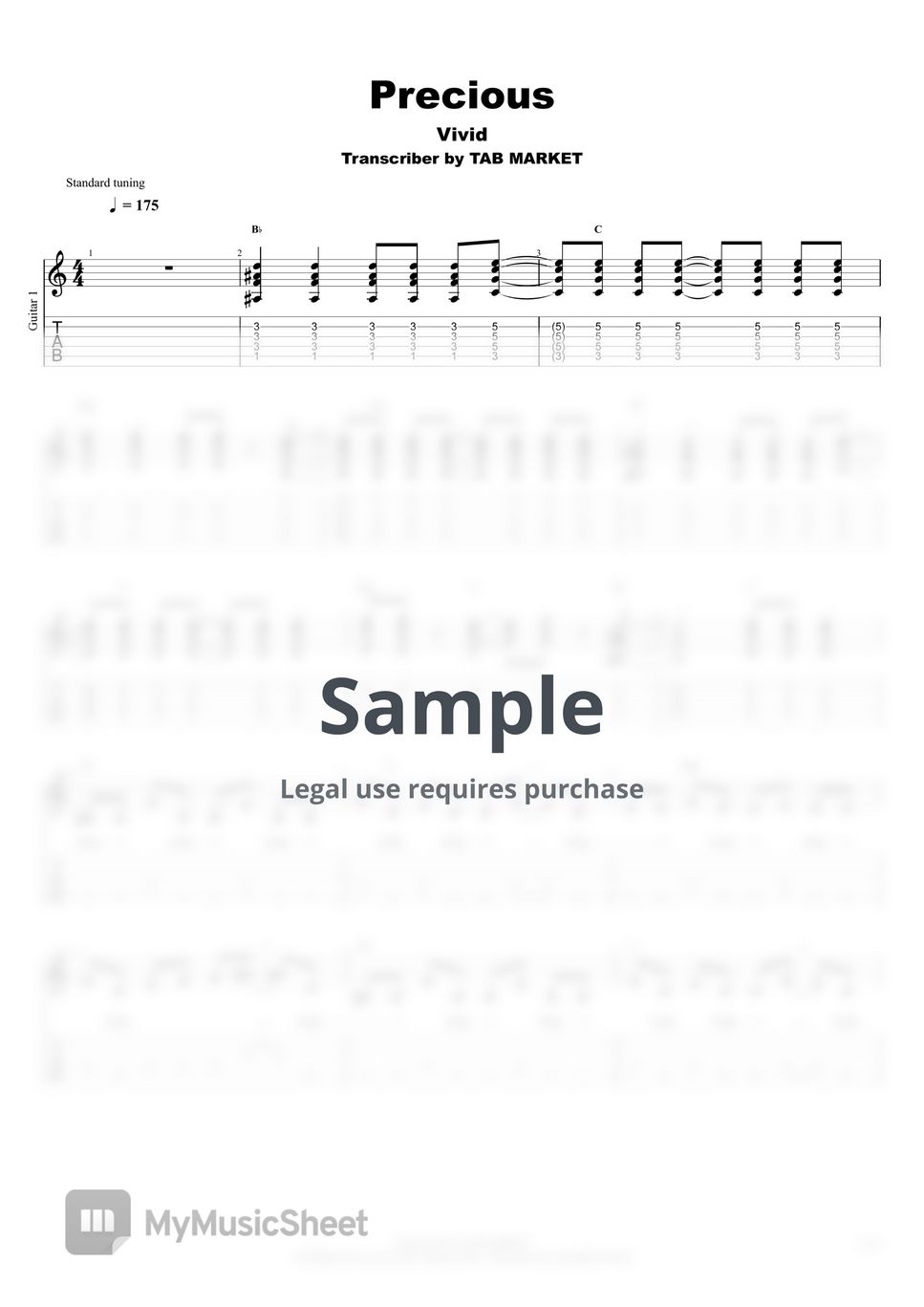 Vivid - Precious (Lead part with solo) by Tab Market