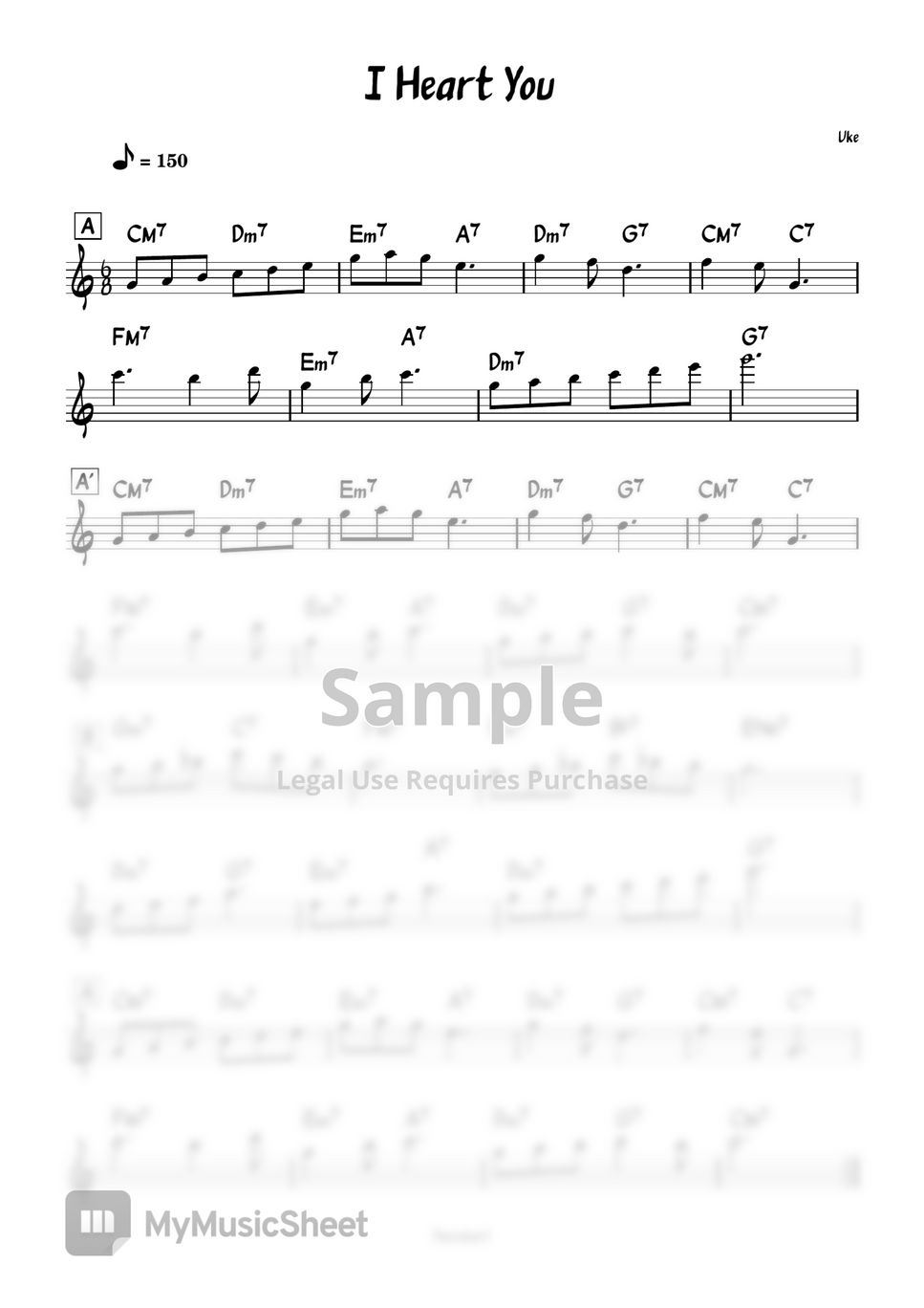 원종화 (Uke) I Heart You 악보 by 원종화 (Uke)