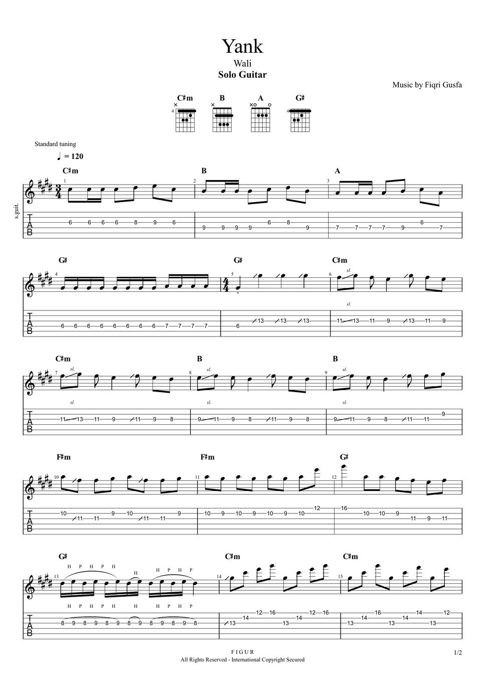 Wali - Yank (Solo Guitar) Tab + 1staff By Fiqri Gusfa