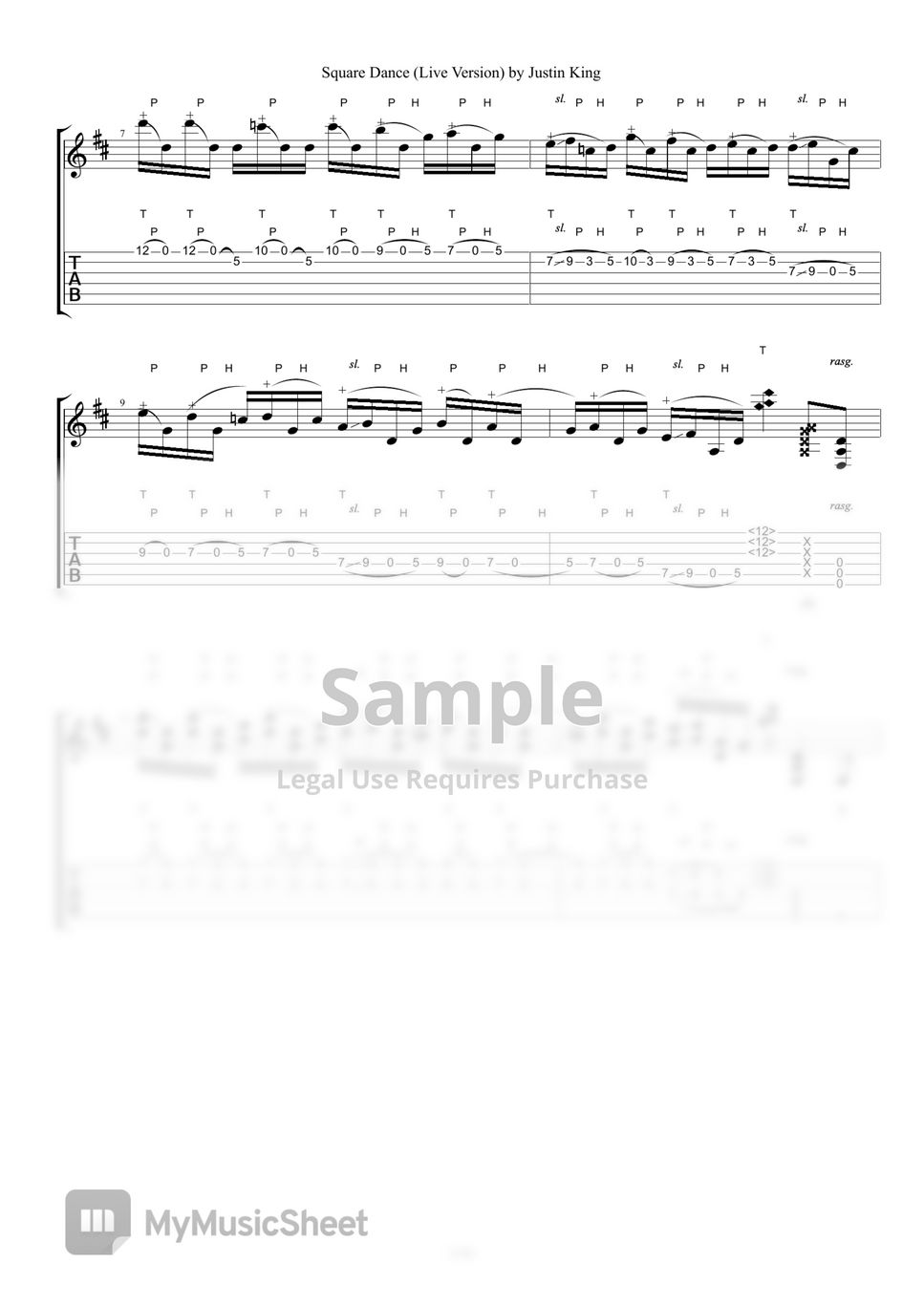 Justin King - Square Dance (TAB Sheet Music) Tab + 1staff by guitar kuitar