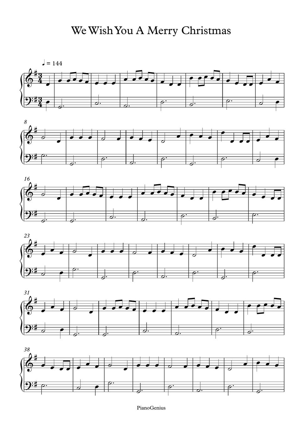 (EASY) - We Wish You A Merry Christmas Sheets by PianoGenius