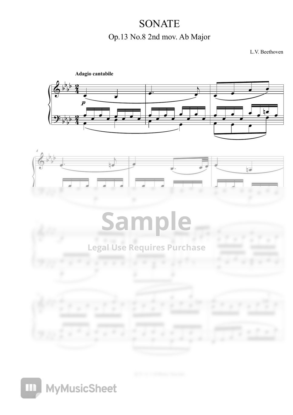 L. V. Beethoven - Beethoven Sonata Op.13 No.8 2nd mov. by 음악 나그네Music Traveler