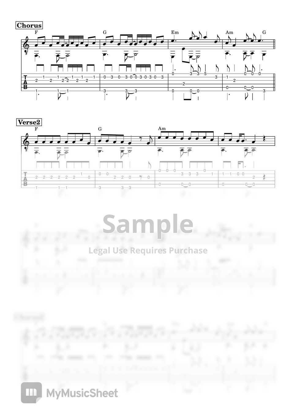 Jack Black Peaches (Fingerstyle) Tab + 1staff by Yuta Ueno