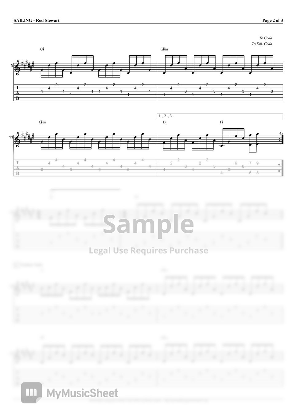 Rod Stewart Sailing 악보