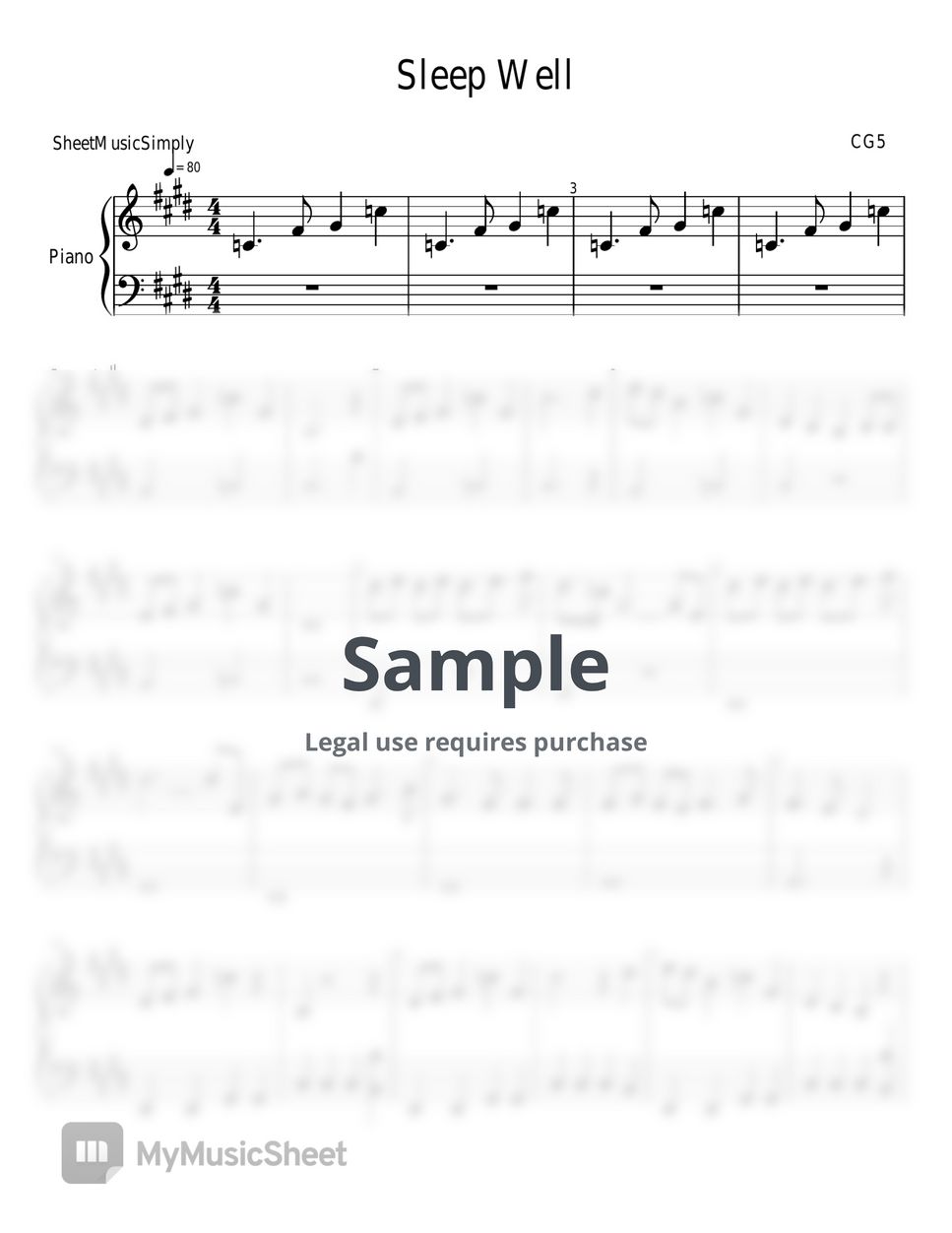 CG5 - Sleep Well Sheets By SheetMusicSimply