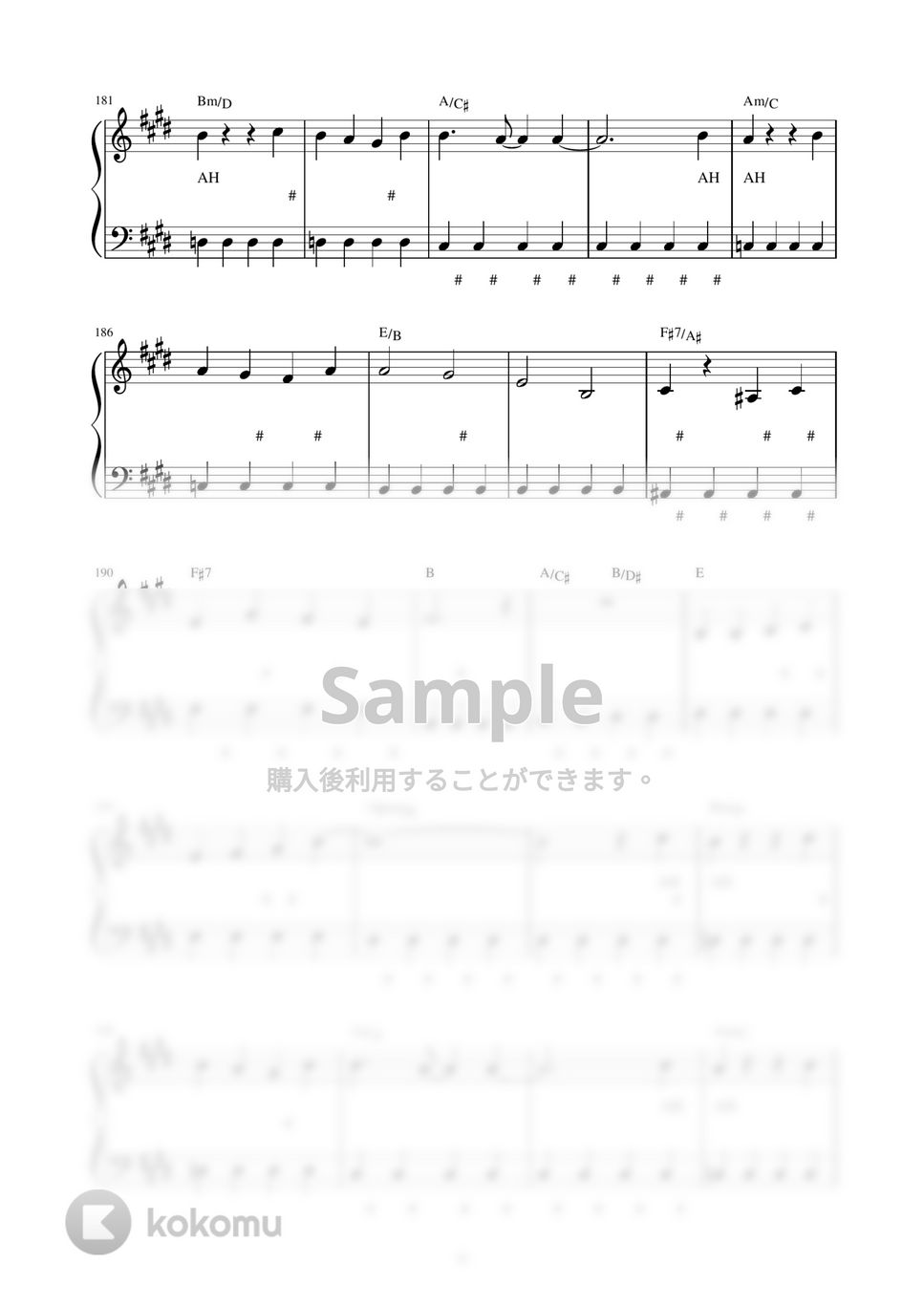 プリンセス プリンセス - Diamonds (ピアノ楽譜 / かんたん両手