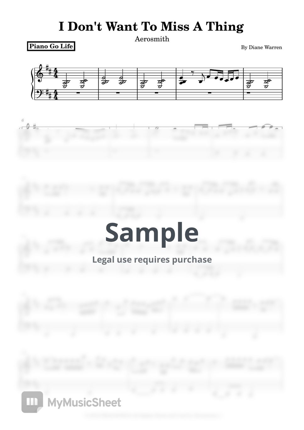 Aerosmith - I Don't Want To Miss A Thing (EASY) by Piano Go Life