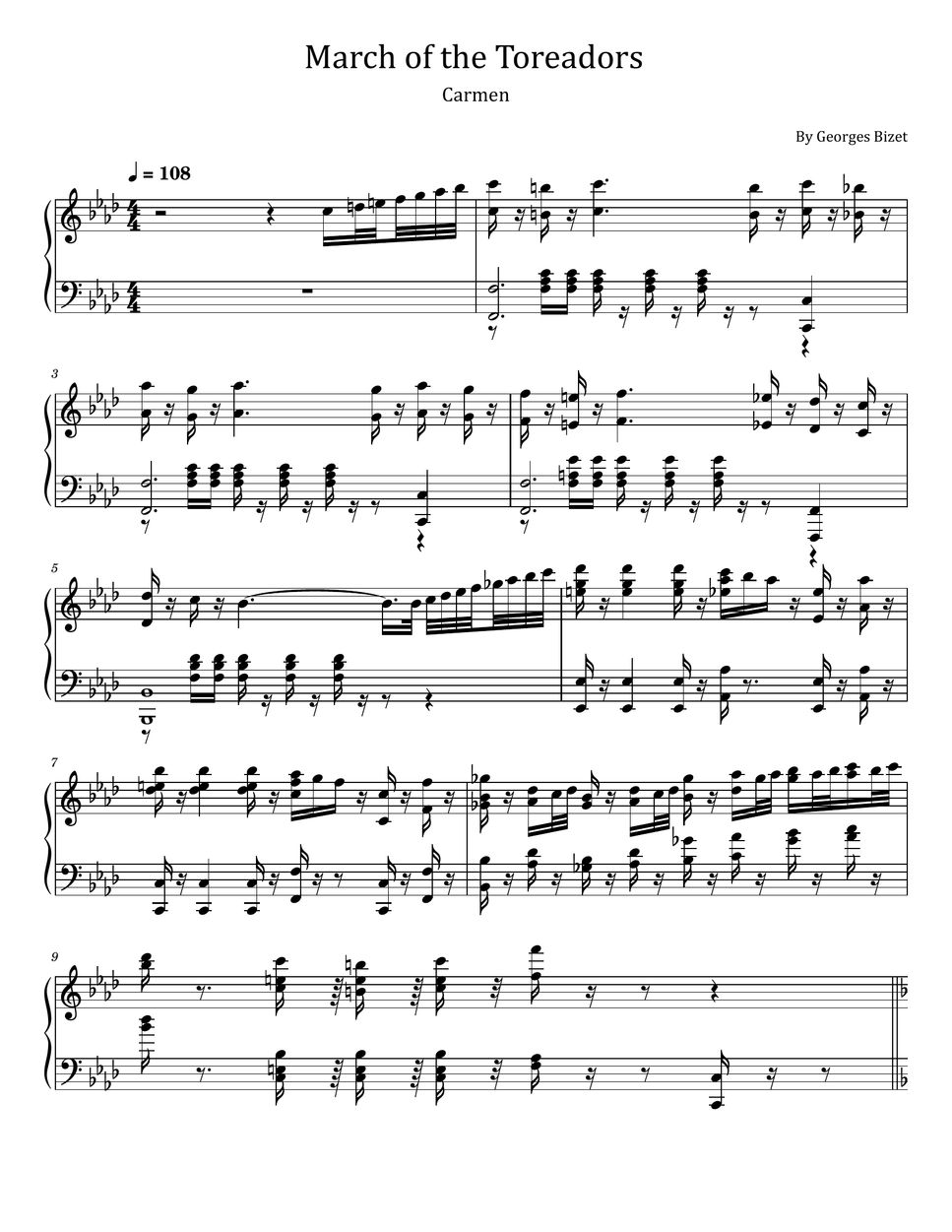 Georges Bizet - March of the Toreadors (Carmen - For Piano Solo) Sheets ...