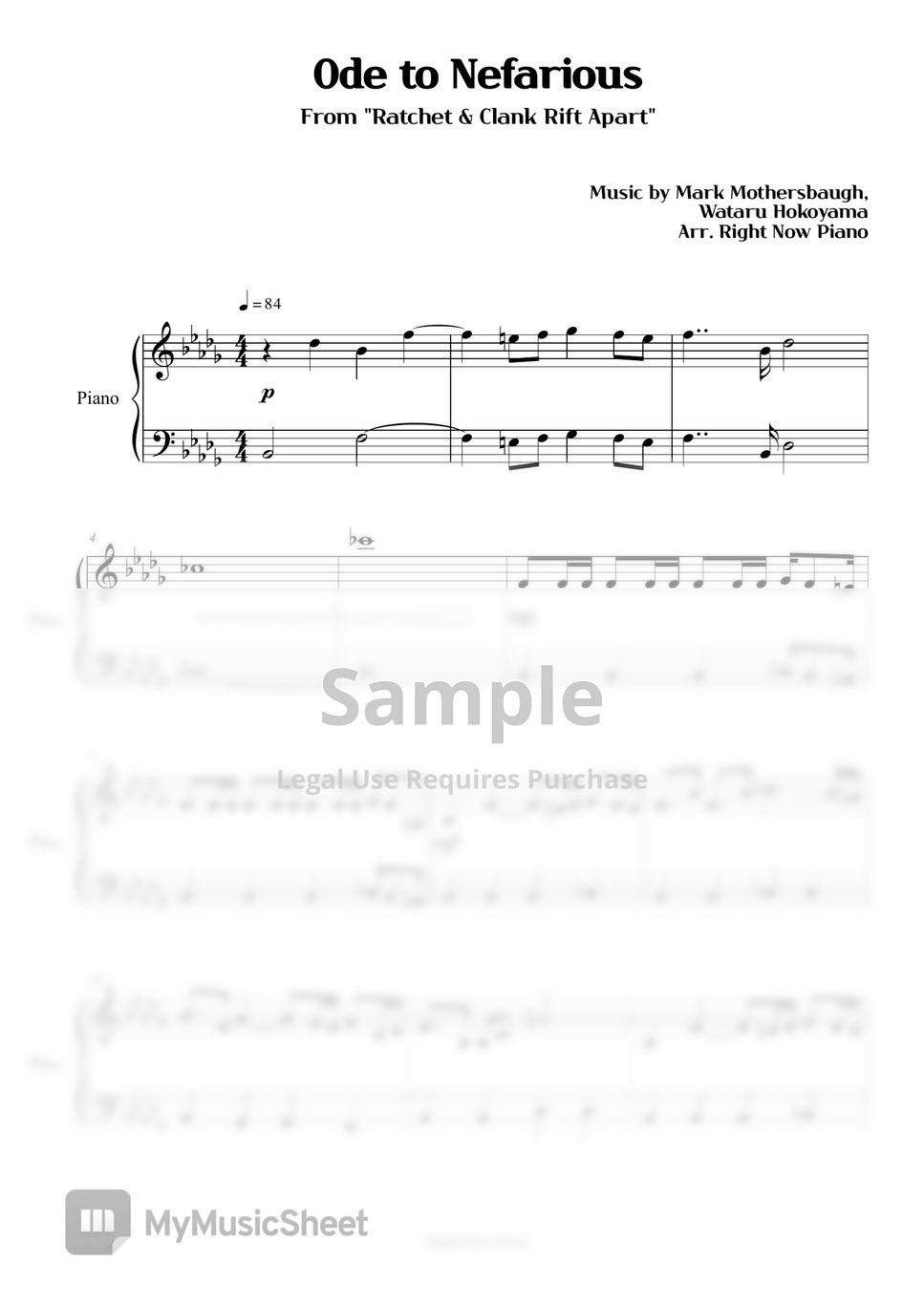 Ratchet & Clank Rift Apart Ode to Nefarious Sheets by Right Now Piano