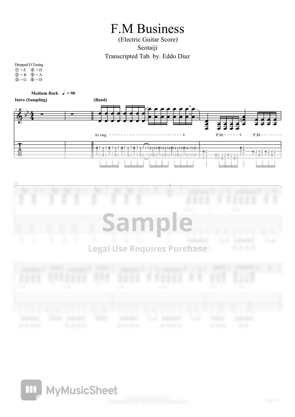 Live Wire guitar pro tab by Seo Taiji @