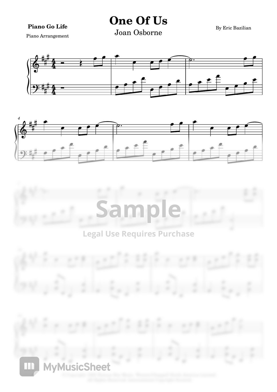 Joan Osborne - One Of Us Sheets by Piano Go Life