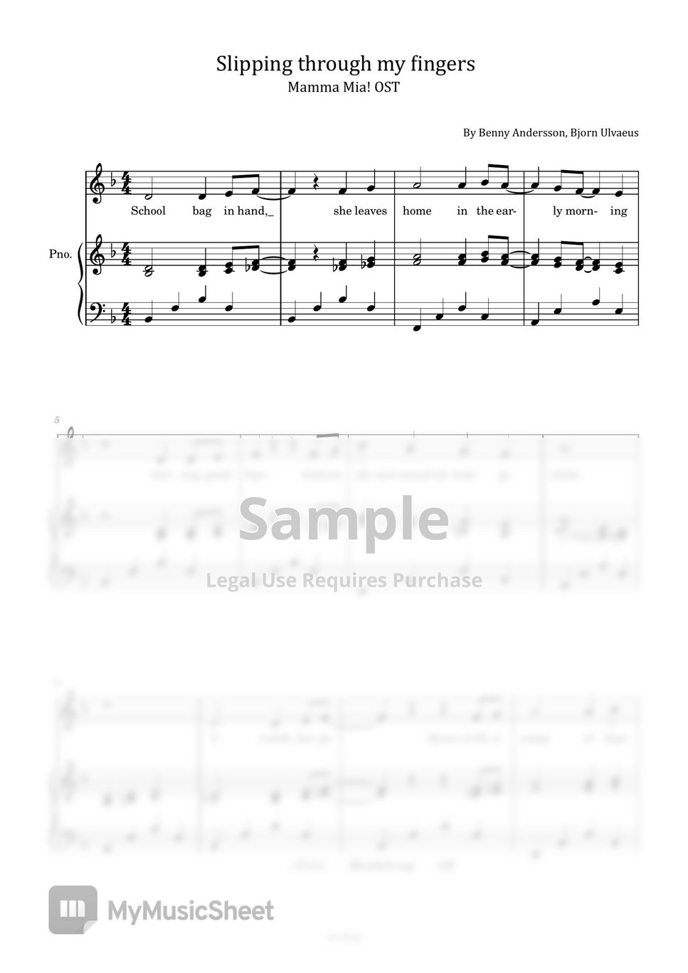 Benny Andersson, Bjorn Ulvaeus Slipping through my fingers (Mamma Mia